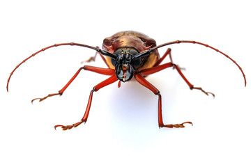 Stem-boring grub, Gahan, Coleoptera, Cerambycidae, isolated on white background.