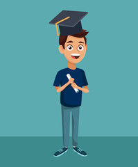 Young student in high school cartoon vector illustration graphic design