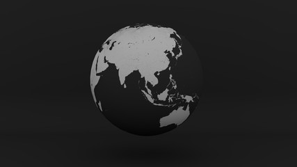 globe earth Asia Australia black grey