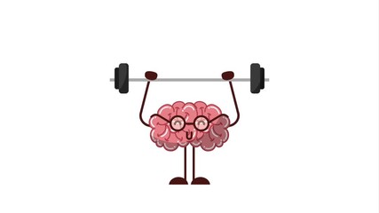 cartoon human brain practicing exercise creativity idea animation