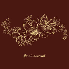 Floral ornament over dark background