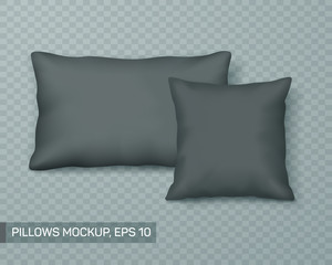 Set of black pillow mockup or template, front view