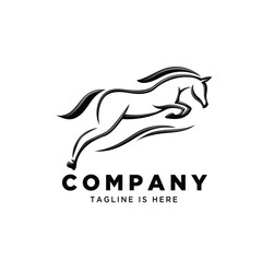 Obraz premium line art jumping horse style logo