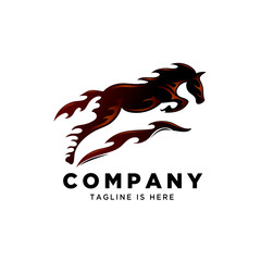 fire art jumping horse style logo