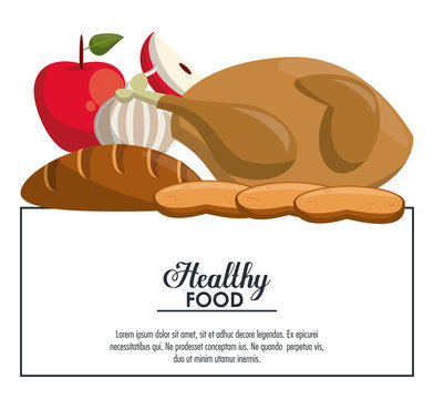 Healthy and delicious food banner with information vector illustration graphic design