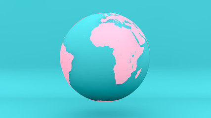 globe earth Africa blue pink