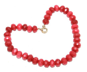 Antique Ruby Necklace Beads Jewellery on White Background