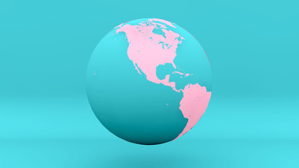 globe earth America blue pink