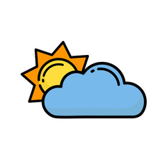 cartoon sun vector with a cloud