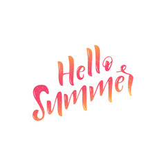 Hand drawn lettering phrase Hello summer