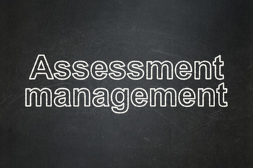 Finance concept: text Assessment Management on Black chalkboard background