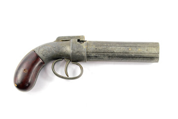 Antique Vintage Gun Pistol Revolver on White Background