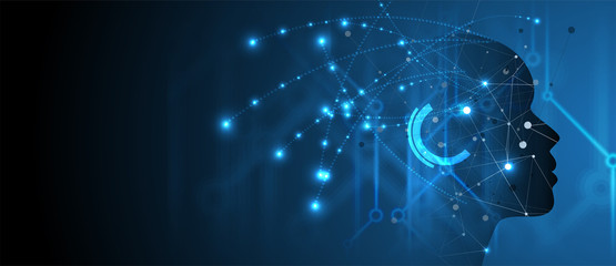 Artificial intelligence. Technology web background. Virtual concept