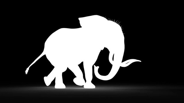 3d Illustration Elephant Isolate on White Background with Alpha Matte. Albino Elephant Walk Seamless Loop Animation.