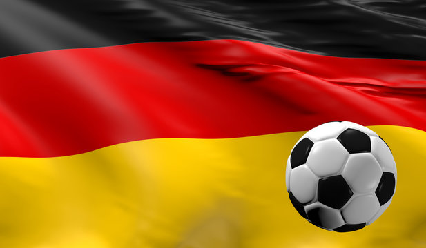 Deutsche Fahne mit einem Fußball