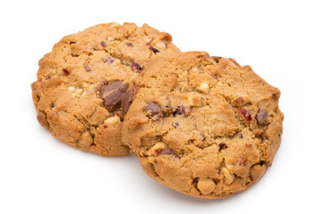 Chocolate chip cookie isolated on white background.