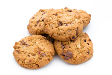 Chocolate chip cookie isolated on white background.