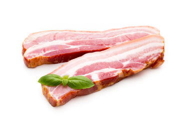 Pieces of raw pork lard isolated on white background.