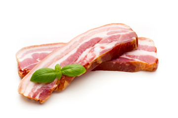 Pieces of raw pork lard isolated on white background.