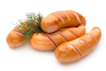 Pork sausage isolated on white background.