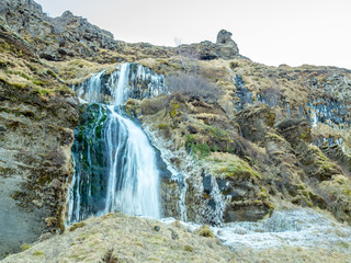 Large waterfall near Seljalandsfoss waterfall, Iceland