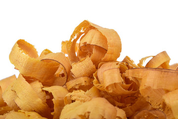 wood shavings isolated on white background
