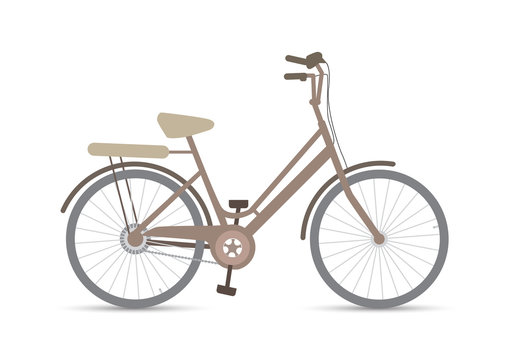 Vintage bicycle on white background, vector illustration flat icon