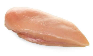 Fresh chicken breast fillet without skin isolated on white