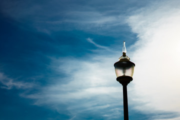 lamp outdoor with sky blue at outdoor.