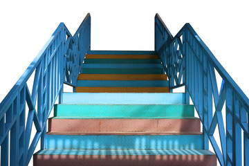 Old staircase colorful on white background