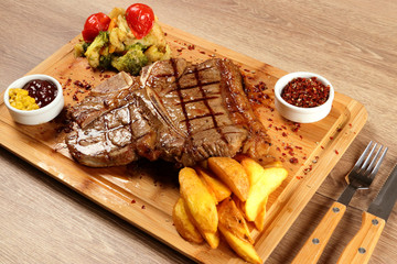 Grilled Steak Beef on the Restaurant Table
