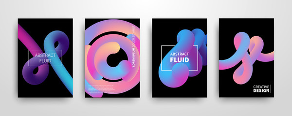 Set of abstract 3D liquid color shapes