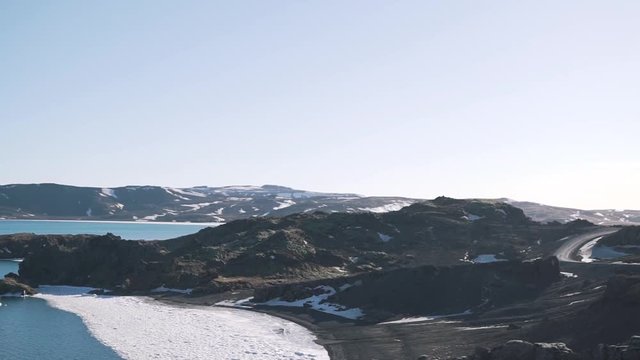 top view of the mountain lake.