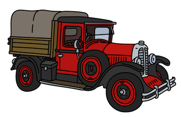 The vintage red truck
