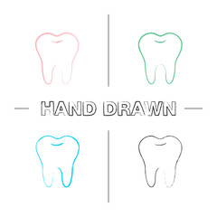 Healthy tooth hand drawn icons set