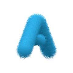 High Quality 3D Shaggy Letter A on White Background . Isolated Vector Element