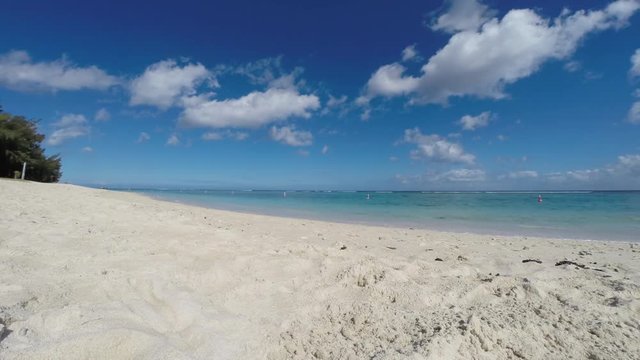 Time lapse of the sea from the Flic en Flac beach of Mauritius Island in summer