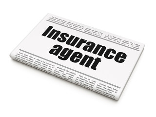 Insurance concept: newspaper headline Insurance Agent on White background, 3D rendering