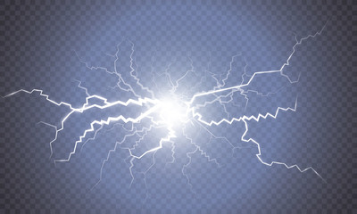 Vector Electricity charge. The effect of electric lighting, abstract techno backgrounds for your design on a blue background. Light and radiance.
