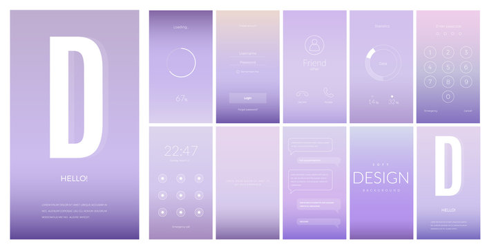 Modern UI screen design for mobile app with web icons.