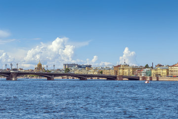 Fototapeta na wymiar Blagoveschensky (Annunciation) bridge, Saint Petersburg, Russia
