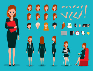 cartoon vector businesswoman creating character.