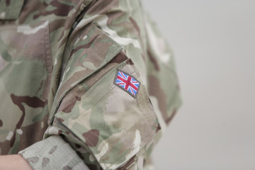 British flag on a RAF soldier uniform - obrazy, fototapety, plakaty