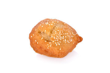 fried bread with white sesame on white background