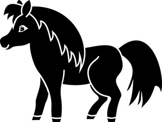Black silhouette of cute cartoon pony