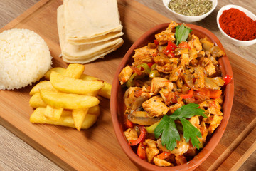 Diced Chicken Meat with Vegetable on the Plate