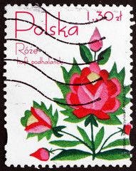 Postage stamp Poland 2005 Embroided Rose from Podhale Region