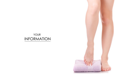 Female feet heel lilac bath towel beauty spa pattern