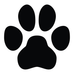 Fototapeta premium Pet paw symbol. Simple black dog or cat footprint shape.