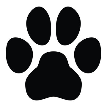Pet paw symbol. Simple black dog or cat footprint shape.